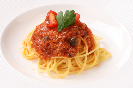 <p>アカシファームのカニトマトソースパスタ</p>